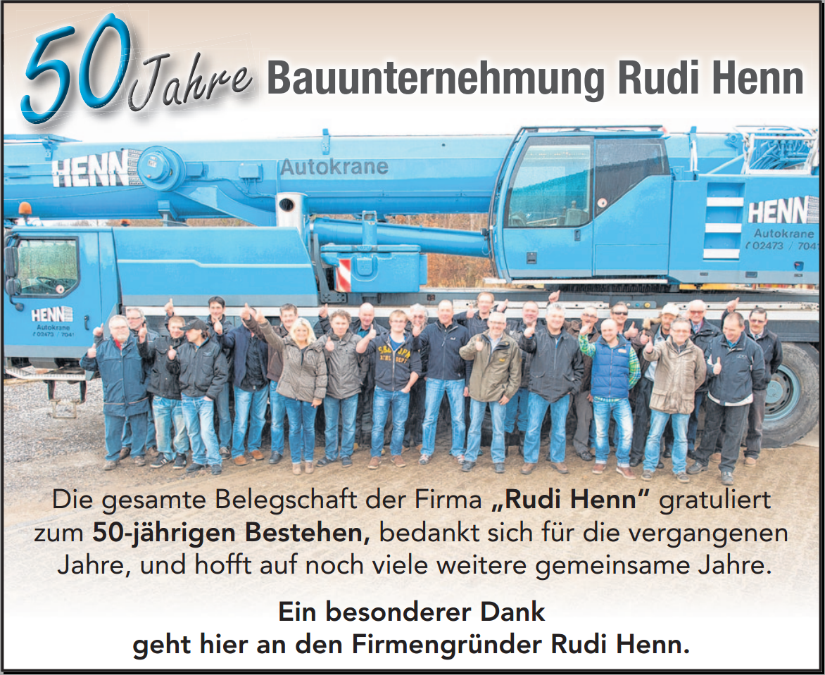 50 Jahre Bauunternehmung Rudi Henn
